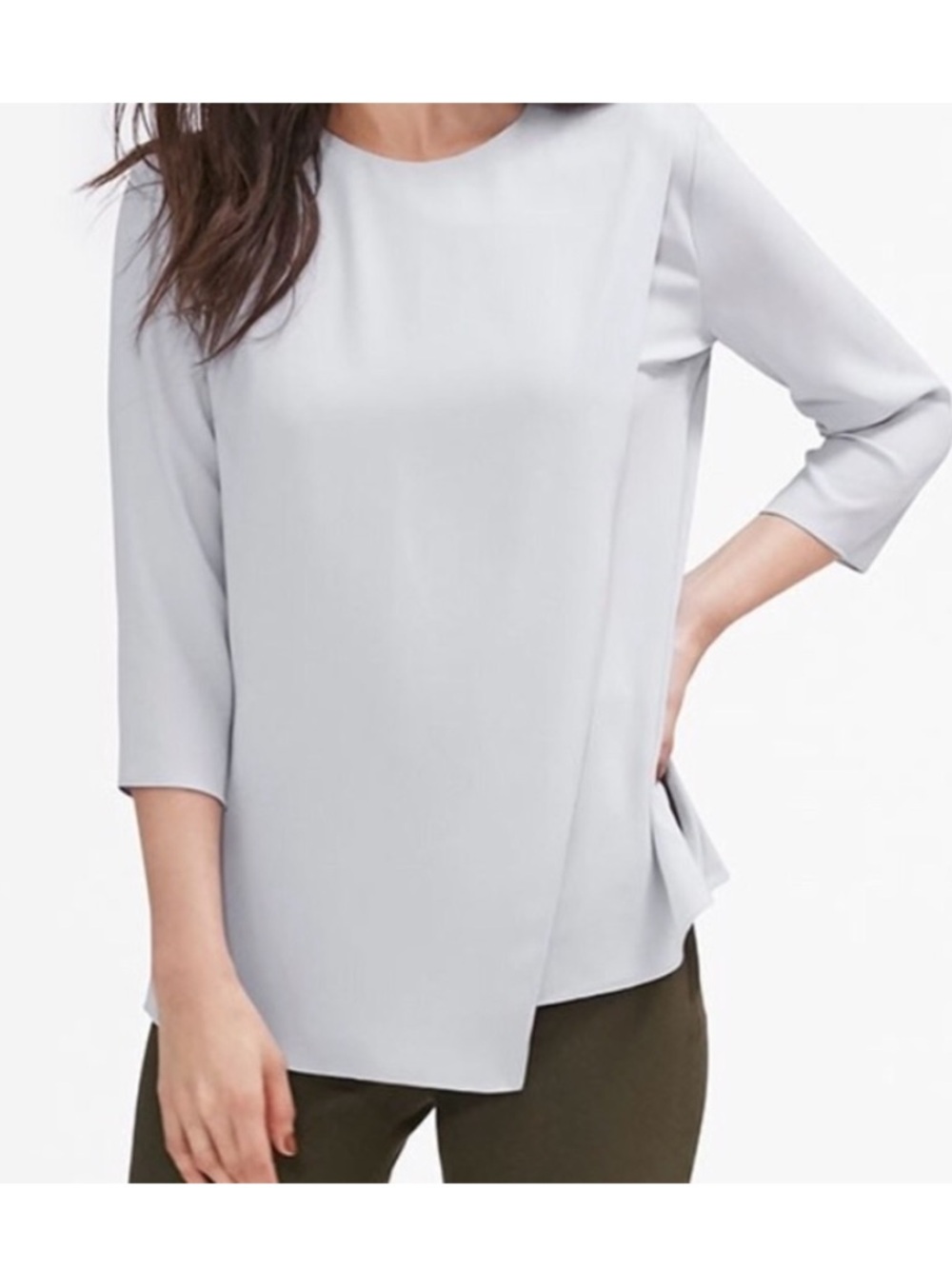 MM Lafleur Bourgeois Front Drape 3/4 Sleeve Top Lavender Size Large